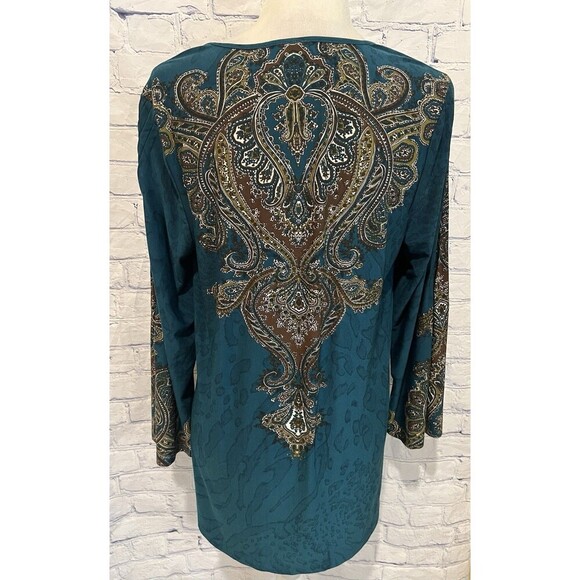 Effortless Style by Citiknits Womens Blouse long Belle Sleeve top Size Medium - Picture 4 of 7